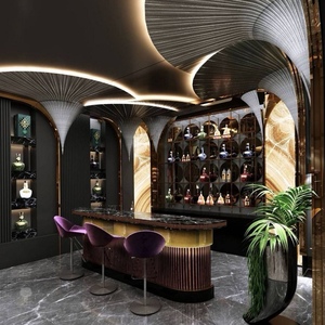 Barra de <span class=keywords><strong>Bar</strong></span> Multifuncional Moderna y Contemporánea de Acero Dorado y Mármol Negro con Luces LED para el Hogar, <span class=keywords><strong>Bar</strong></span>, Hotel, Salón Nocturno - Product Image 5