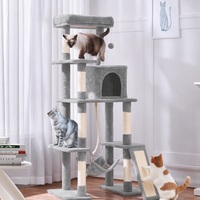 Arbre à chat multi-niveaux de grande taille pour chats d'intérieur, tour à chat avec niche, hamac, planche à gratter inclinée et poteau en sisal