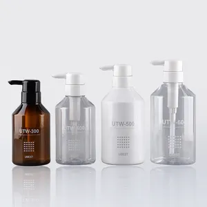 300 ml 400 ml 600 ml breite mund dusche-gel-flaschen neigung schräge schulter 500 ml flasche bernsteinfarbene seifenflasche