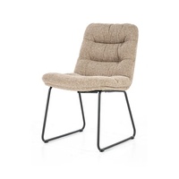 Chaise de salle à manger moderne à pieds en métal de haute qualité Salle de restaurant moderne Chaise de salle à manger en velours en tissu français avec dos incurvé gris