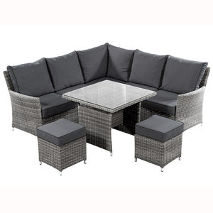 AJUNION Offre spéciale Meubles en rotin et osier Ensemble de jardin Canapé d'angle Ensemble de mobilier d'extérieur avec table en verre - Product Image 1