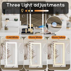 <span class=keywords><strong>Coiffeuse</strong></span> moderne en MDF <span class=keywords><strong>avec</strong></span> 8 tiroirs, 6 étagères, tiroirs réglables, lumière d'ambiance pour <span class=keywords><strong>chambre</strong></span> à coucher Vente en gros - Product Image 3