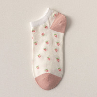 Chaussettes de Sport en coton rose pour adolescentes, motif Floral, dessin animé, fruits, pour femmes, nouvelle collection