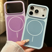 MOQ 500 Casing Ponsel Silikon Cair Warna Solid dengan Pengisian Daya Nirkabel Magnetik untuk iPhone 18 Pro Max 18Pro, Pelindung Belakang Lunak