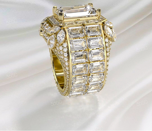Bague Hip Hop Personnalisée en Or 9K/18K - Diamants de Laboratoire VVS, Taille Princesse et Marquise, Design Entièrement Pavé, Certifiée IGI - Product Image 3