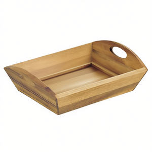 ตะกร้าเก็บขนมปัง ถาดไม้มีหูจับสำหรับขนมปังโรลและเบเกิล ถาดเสิร์ฟในครัว - Product Image 2