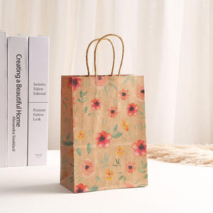Bolsa de Papel con Asas Retorcidas, Impresión Personalizada, Bolsa de Papel Kraft, Bolsa de Papel Artístico, Bolsa de Papel Vintage con Diseño Floral Botánico para Regalos y Compras - Product Image 5