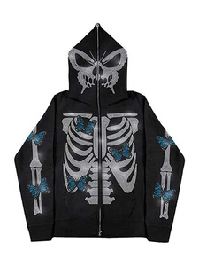 FST27 Sweat à capuche zippé unisexe épais, personnalisé, effet vieilli, style streetwear Y2K, surdimensionné, écologique, brodé, en polaire d'automne - Product Image 4