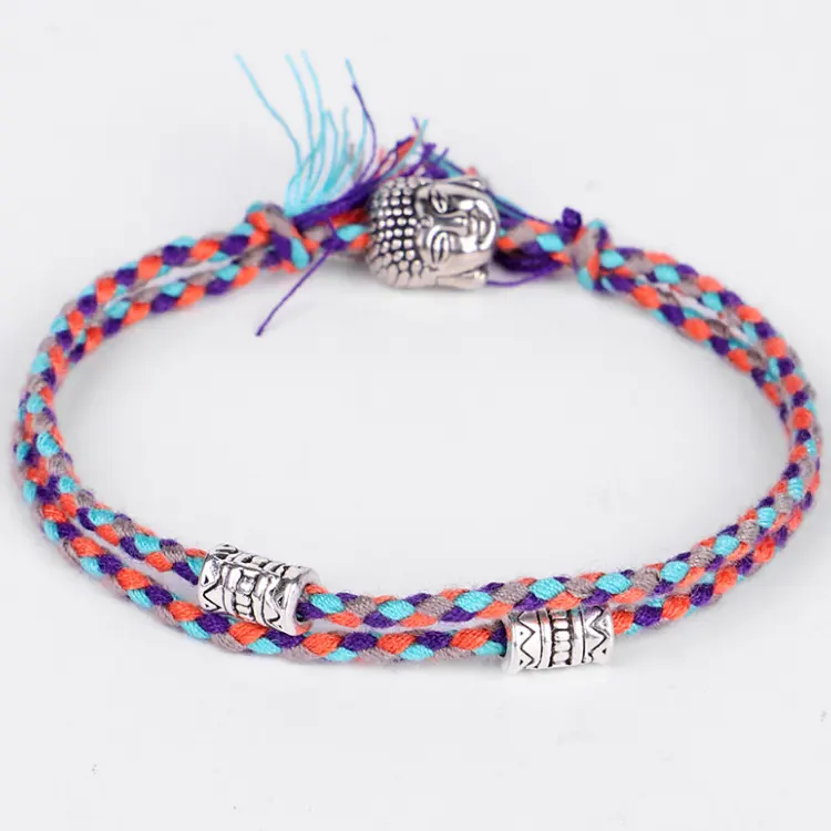 Ethnic Tibetan Buddha Head Woven Amulet Multicolor Bracelets & Bangles For Women Men Handmade Rope Buddha Charm Bracelet Gift
