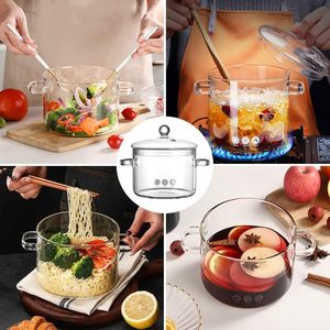 1300ml 1500ml 2000ml Olla <span class=keywords><strong>de</strong></span> cocina <span class=keywords><strong>de</strong></span> vidrio resistente al calor transparente <span class=keywords><strong>de</strong></span> grado alimenticio - Product Image 4