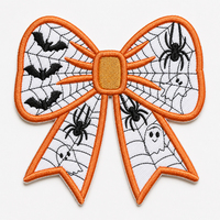 Patch en feutre brodé thermocollant, motif Noël et Halloween, avec dentelle et nœud, écologique