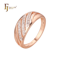 Bagues de mode FJ Fallon plaquées or rose, en laiton bicolore