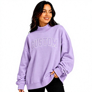 Premium Quality Oversized <b>Drop</b> Shoulder Knitted Mock Neck Sweatshirt for Women Breathable Fabric Winter Wear Factory Wholesale - Product Image 1