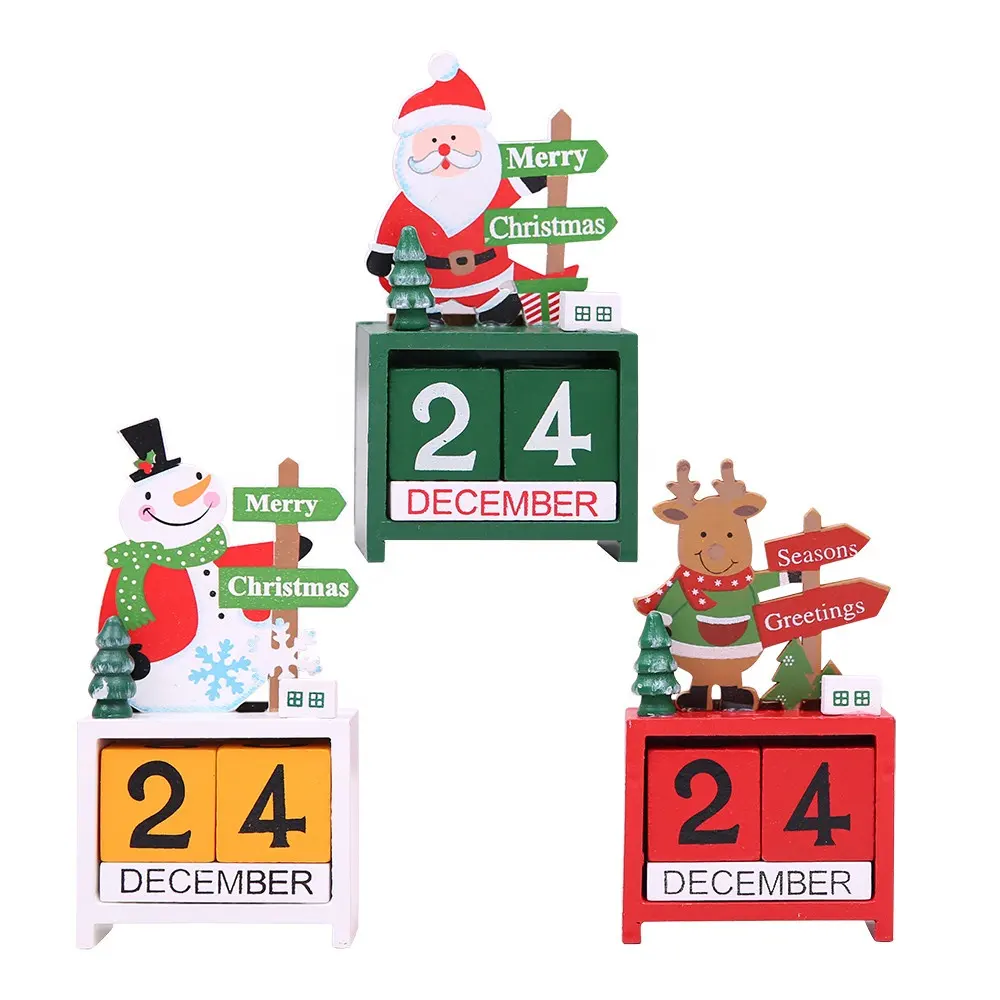 New Year 2019 Christmas Decorations for Family Christmas Mini Wooden Calendar Christmas Decorations Home Decor Craft Gifts