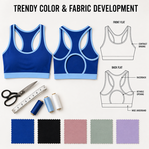 Soutien-gorge de sport léger pour femme grande taille avec logo personnalisé, dos découpé color block, maintien moyen, idéal pour le yoga, la gym et l'entraînement - Product Image 4