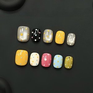 Colección de Uñas Postizas de Lujo en Tono Nude, con Pedrería en Forma de Corazón, <span class=keywords><strong>Amarillo</strong></span> Leche, <span class=keywords><strong>Manicura</strong></span> <span class=keywords><strong>Francesa</strong></span>, Largas/Cortas, Removibles - Product Image 2