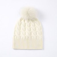 Chapeau d'hiver pas cher pour femmes fourrure de renard Pom Pom câble tricot cachemire Ny Beanie logo personnalisé luxe mode casquettes souples