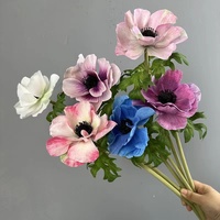Fleurs d'anémone en soie imprimées en 3D de style nordique pour la décoration de la maison et des salles de mariage, idéales pour la Saint-Valentin, exportation, coquelicot