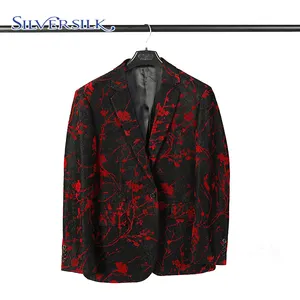Блестящий повседневный деловой костюм с цветочной вышивкой для церемоний, нарядный блейзер для мужчин