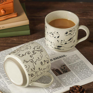 Tazza in Ceramica con Gatto Cartoonesco, Stile Retrò Maculato, Tazza da Caffè in Stile Giapponese <span class=keywords><strong>per</strong></span> Amanti dei Gatti - Product Image 5