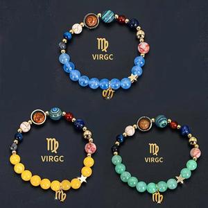 Pulsera de Piedras Naturales con los 12 Signos del Zodiaco, Sistema Solar, 8 Planetas, Galaxia, Universo, Juego de Pulseras para Parejas, Hombres <span class=keywords><strong>y</strong></span> Mujeres - Product Image 2