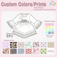 Robe Tunique Bohème à Col Rond et Franges pour Filles, Impression Personnalisée OEM/ODM, Blouse Enfant à Manches Longues Cloche, Style Boutique Décontracté pour Tout-Petits, Longueur Genou