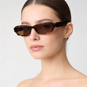 Gafas de sol de acetato estrechas para mujer en stock, montura completa de tortuga, protección UV400 - Product Image 1