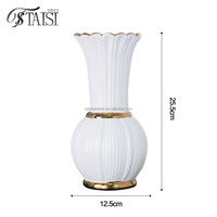 V374 petit vase de luxe en céramique de porcelaine nordique or blanc design de style moderne vase de table ou de sol pour mariage décor de Pâques