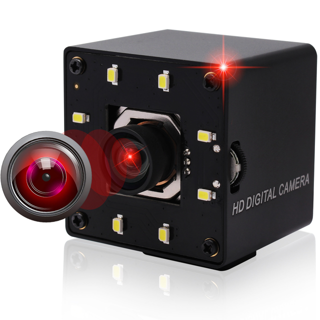 ELP 4K Microphone USB Camera IMX415 Autofocus Night Vision Mini HD Webcam with White LEDS