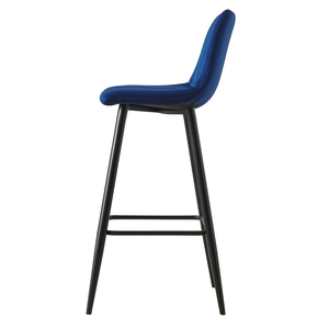 Taburetes de tela de terciopelo suave <span class=keywords><strong>para</strong></span> Bar y cocina, <span class=keywords><strong>respaldo</strong></span> de rayas verticales <span class=keywords><strong>para</strong></span> restaurante, color azul - Product Image 4