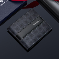 Dompet Kartu RFID Lipat Dua WilliamPOLO untuk Pria, Desain Baru, Tas PVC Pendek Tahan Aus, Sederhana, Modis, Grosir