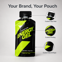 Pochette souple personnalisée brillante avec bec verseur et bouchon pour emballage de gel énergétique, nutrition sportive et liquides