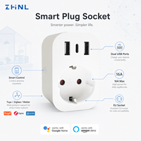 Prise intelligente Wi-Fi Tuya avec fonction de mesure de la consommation d'énergie, 2 ports USB et 1 port Type C, norme UE, compatible CN US AU, adaptateur et fiches intelligentes