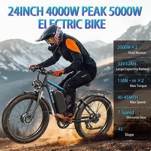 Bicicleta de Montaña Autopropulsada de Doble Motor, Venta al Por Mayor del Fabricante, Neumáticos Gruesos 24*4.0, Aluminio, Transfronteriza - Product Image 2