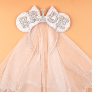 Diadema con Orejas de Ratón y Lazo Blanco para el Día de San Valentín, Accesorio para el Cabello de Novia, Decoración para Bodas - Product Image 6