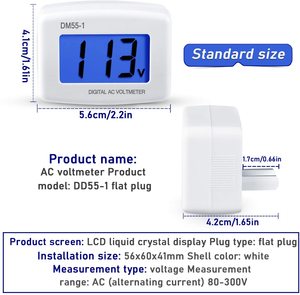 AC 110V 220V voltmètre numérique EU US <span class=keywords><strong>Plug</strong></span> voltmètre prise testeur de tension affichage LCD voltmètre mur plat voltmètre - Product Image 3