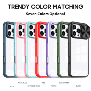 Funda transparente de protección de cámara deslizante para <span class=keywords><strong>iPhone</strong></span> 16 15 14 13 12 11 Pro XR X XS Max 7 8 Plus <span class=keywords><strong>SE</strong></span>, funda trasera de PC dura híbrida a prueba de golpes - Product Image 6
