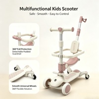 Ventes chaudes : Trottinette multifonctionnelle 6-en-1 pour enfants, hauteur réglable, équipée de lumières et de musique, trottinette à 3 roues pour enfants