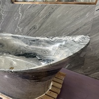 Baignoire double autoportante en quartzite cactus boreal de luxe, en pierre naturelle, avec douche intégrée pour salle de bain