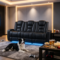Sofá Reclinable Eléctrico de Cuero Multifuncional para Cine en Casa con Mesa Auxiliar y Almacenamiento Extensible