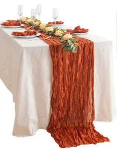 Wedding Extending Table Runners Terracotta Cheesecloth Gauze Table Runners For Wedding Decorations Polyester Table Runner