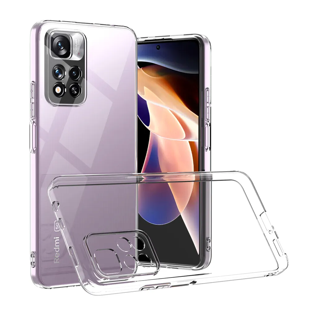 Simple style Crystal clear 2.0MM TPU Mobile phone case transparent clear TPU phone case For Xiaomi Redmi Note 11 Pro