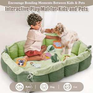 Tapis de jeu pour bébé lavable avec fond antidérapant, tapis d'activité épaissi et plus grand avec 6 jouets détachables - Product Image 6