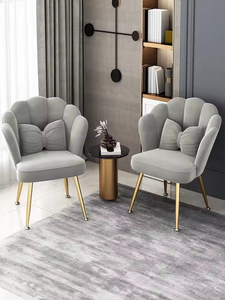 Modern Velvet Makeup Vanity <strong>Chair</strong> with Metal Legs Height Adjustable <strong>Accent</strong> <strong>Chair</strong> Shell Shape <strong>for</strong> <strong>Living</strong> <strong>Room</strong> and Cafe Dining - Product Image 2