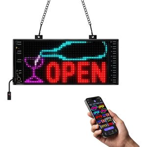 Letrero LED Abierto 1034 x 534 con Control por Aplicación Bluetooth para Tiendas, Bares y Oficinas - Product Image 1