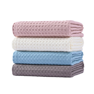 Manta de algodón puro tipo gofre, 100x150 cm, color sólido, suave y cómoda para dormir, funda de sofá, manta rectangular, toalla, para las cuatro estaciones - Product Image 2