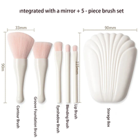 Nouvelle coque de conception innovante 5 en 1, miroir portable pour pinceaux de maquillage, mini accessoires de voyage, étui pour pinceaux de contour et de fard à paupières, 3 couleurs