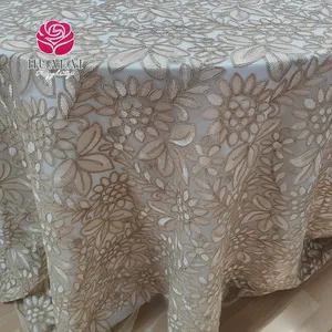 Wholesale India 132 inch Round Multicolor Plant Design Embroidery Table Clothes 20m Rolls for Wedding Events for Restaurant
