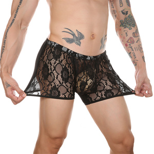 <strong>Men's</strong> Low-Rise <strong>Briefs</strong> Sexy Gay Perspective Front Lace Mesh Back Ice Silk BiBreathable Underpants Size 3Spandex - Product Image 2
