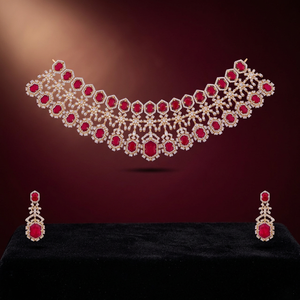 Women's Zinc Alloy Geometric Short Zircon <b>Necklace</b> 184479 with Dazzling Zircon Stones for Elegant Wedding - Product Image 2